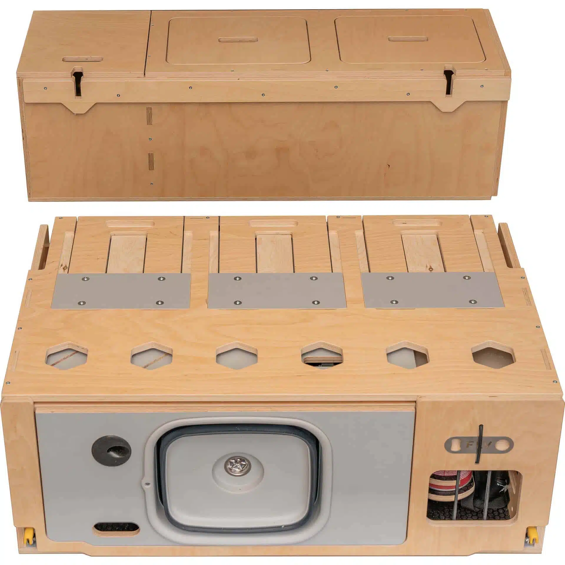 Vue du caisson confort hive box flv van plié