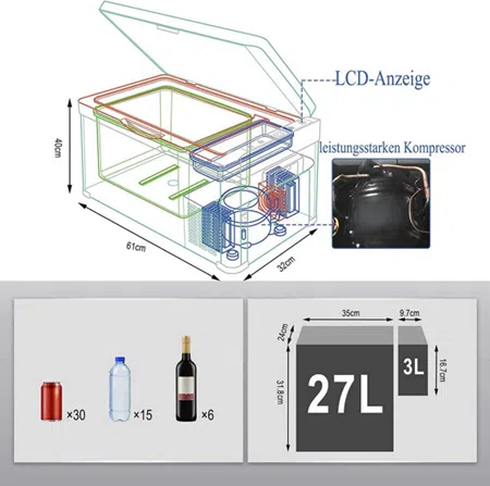 WOLTU Glacière 30 L - Dimensions